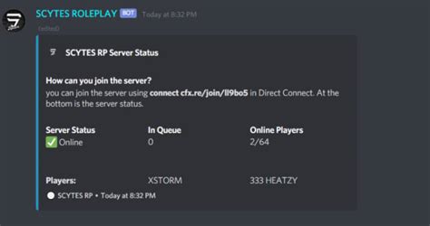 fivem server status discord bot